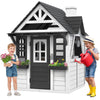 COCLUB Outdoor Playhouse for Kids Ages 4-8, Wooden Play House with Doorbell, Phone, Kitchen Toys, Outdoor Kids Play Equipment, Casa Para Nias (45L x 65H), White & Black