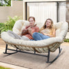 RADIATA Beige Double Outdoor Rocking Chair, 2 Person Patio Rocking Egg Chair with Thick Cushion